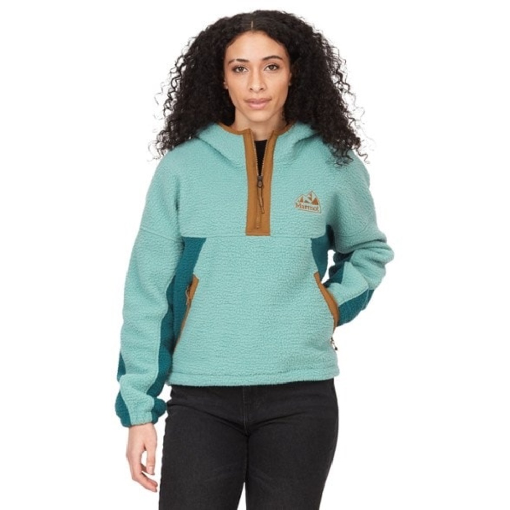 Marmot Mountain Works Aqua and Tan Fleece Jacket - Picture 4 of 5